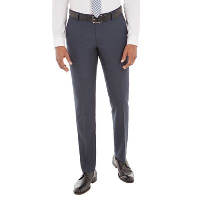 Navy broken check wool blend tailored fit suit trouser